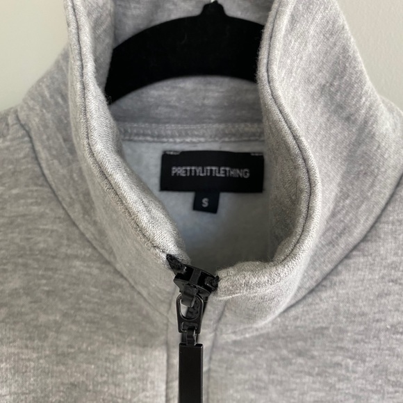 Grey Pretty Little Thing quarter zip sweatshirt - Picture 3 of 4
